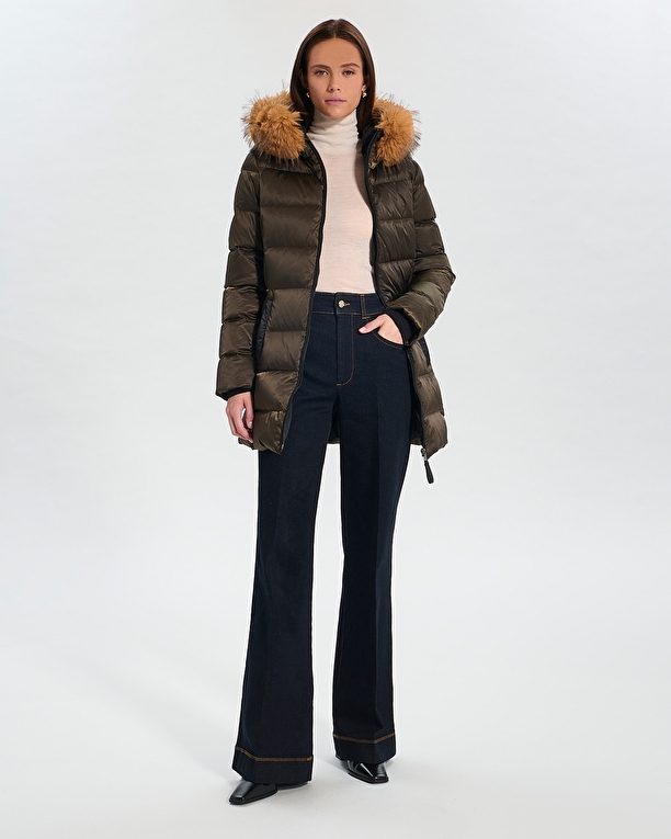 Puffer Jacket Dalyaf Khaki quilted mid-length puffer jacket ZAPA