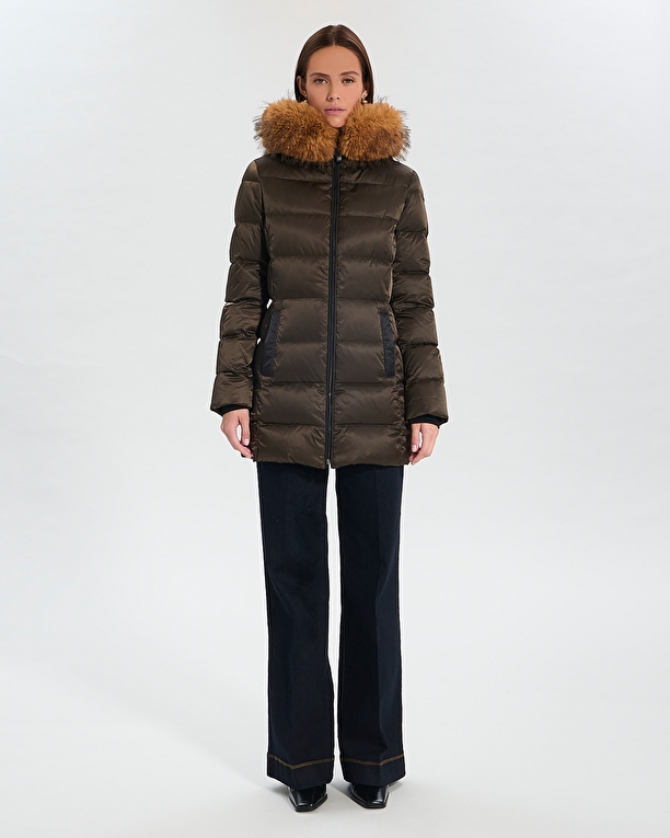 Puffer Jacket Dalyaf Khaki quilted mid-length puffer jacket ZAPA