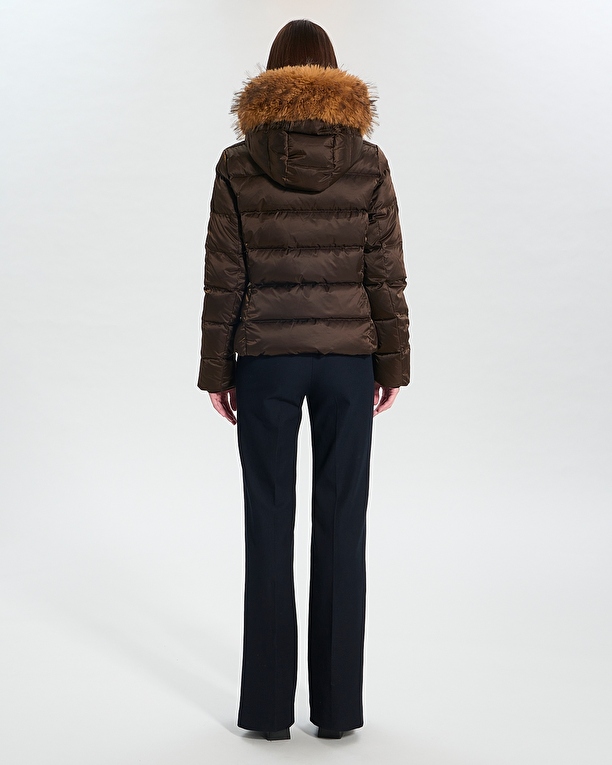 Puffer Jacket Dalyf Short Puffer Jacket Chocolate Faux Fur ZAPA
