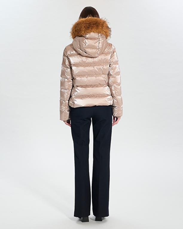 Puffer Jacket Dalyf Short Puffer Jacket Brown Faux Fur ZAPA