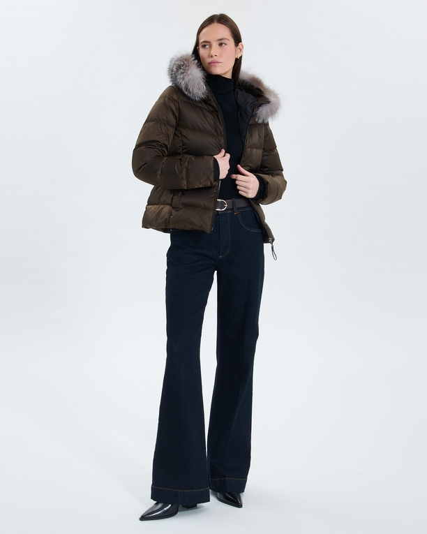 Daly down jacket Short khaki furry down jacket ZAPA