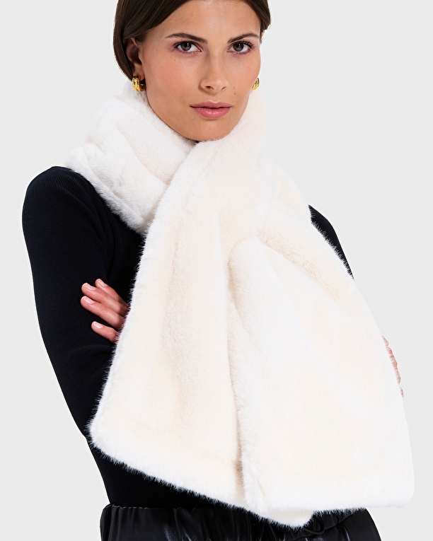 Eva Scarf Ecru Faux Fur Scarf ZAPA