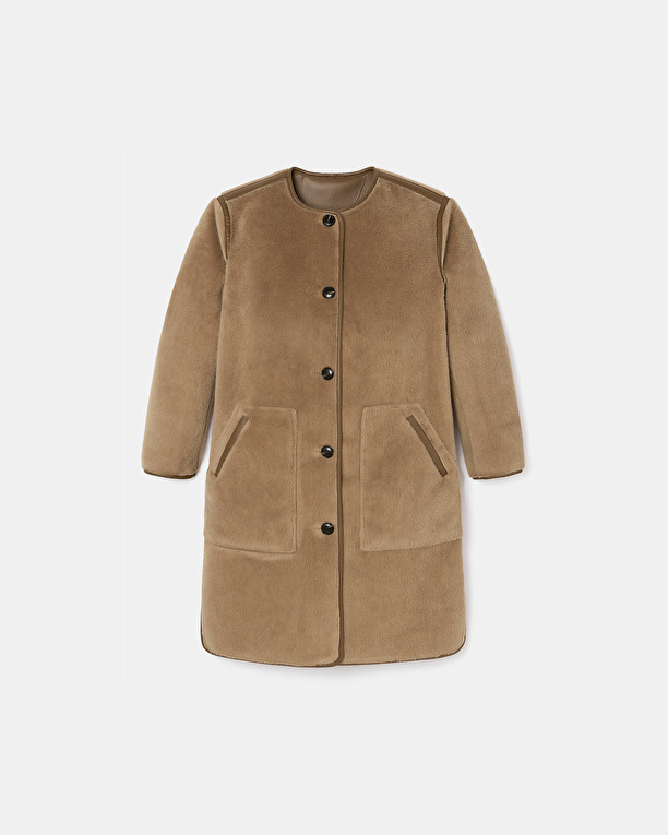 Mahona Coat Camel Long Faux Fur Coat ZAPA