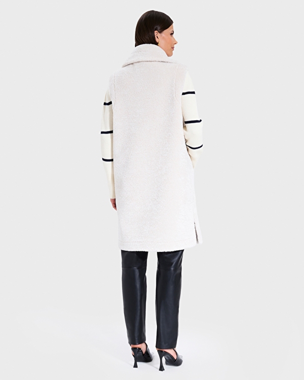 Macaria Coat Ecru Long Sleeveless Coat ZAPA