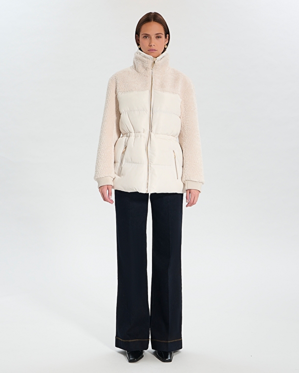 Melisse coat Short two-material ecru coat ZAPA
