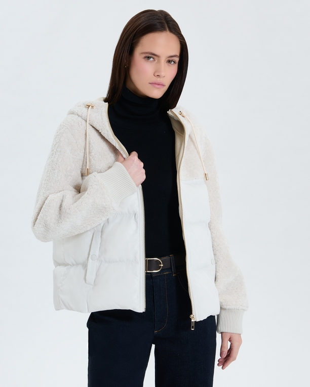 Mey coat Short ecru bi-material coat ZAPA