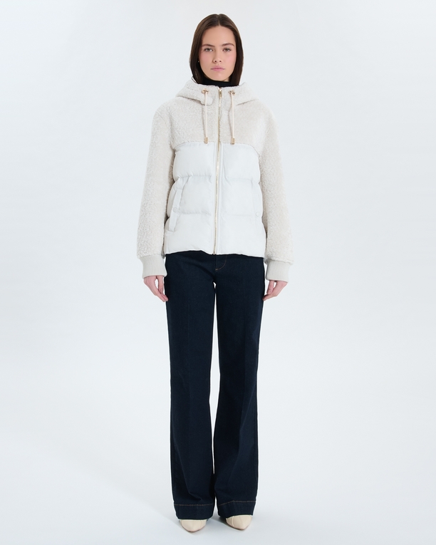 Mey coat Short ecru bi-material coat ZAPA