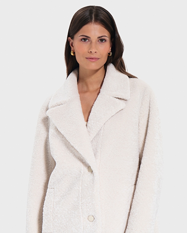Mississippo Coat Ecru Long Faux Fur Coat ZAPA
