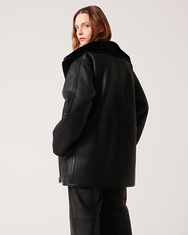 Manteau Maya Manteau en peau lainée noir ZAPA