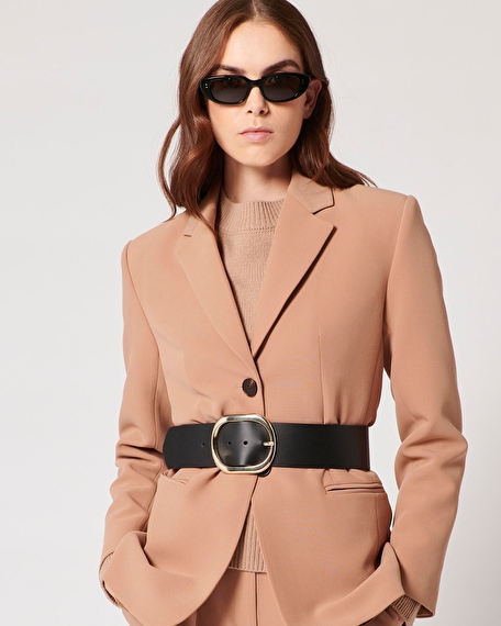 Charlene b belt wide belt in black smooth leather zapa