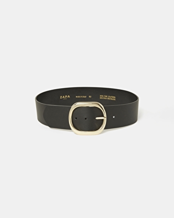 Charlene B belt Wide belt in black smooth leather ZAPA