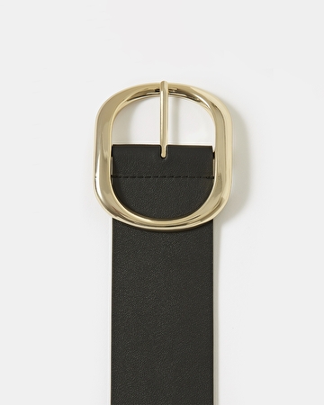 Charlene B belt Wide belt in black smooth leather ZAPA