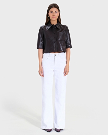 Celina Shirt Chocolate Short Leather Shirt ZAPA