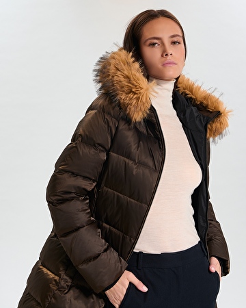 Puffer Jacket Dalyaf Chocolate quilted mid-length puffer jacket ZAPA