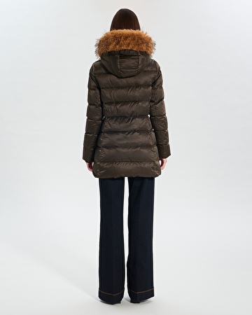 Puffer Jacket Dalyaf Khaki quilted mid-length puffer jacket ZAPA