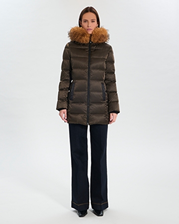 Puffer Jacket Dalyaf Khaki quilted mid-length puffer jacket ZAPA