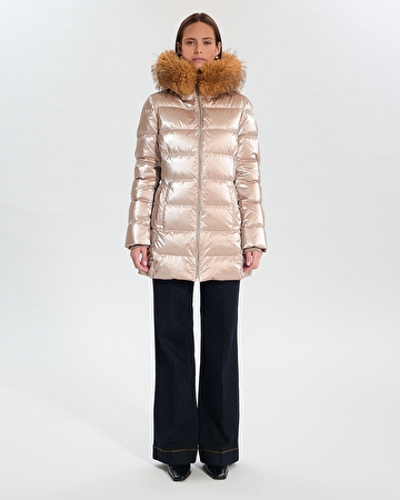 Puffer Jacket Dalyaf Borwn quilted mid-length puffer jacket ZAPA