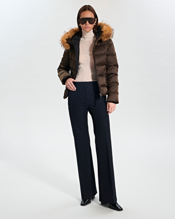 Puffer Jacket Dalyf Short Puffer Jacket Chocolate Faux Fur ZAPA