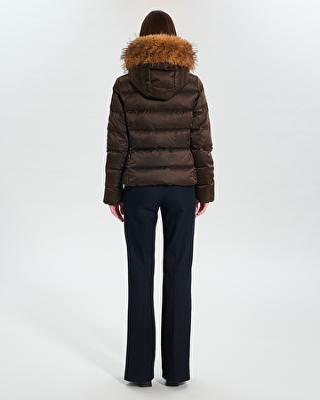 Puffer Jacket Dalyf Short Puffer Jacket Chocolate Faux Fur ZAPA