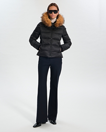 Puffer Jacket Dalyf Short Puffer Jacket Black Faux Fur ZAPA
