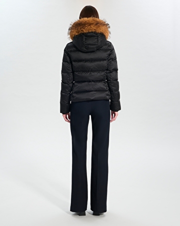 Puffer Jacket Dalyf Short Puffer Jacket Black Faux Fur ZAPA