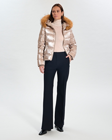 Puffer Jacket Dalyf Short Puffer Jacket Brown Faux Fur ZAPA