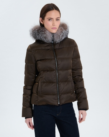 Daly down jacket Short khaki furry down jacket ZAPA