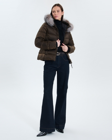 Daly down jacket Short khaki furry down jacket ZAPA