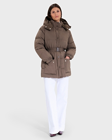 Dilek Down Jacket Khaki Fitted Down Jacket ZAPA