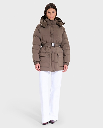 Dilek Down Jacket Khaki Fitted Down Jacket ZAPA