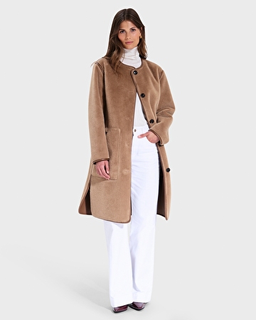 Mahona Coat Camel Long Faux Fur Coat ZAPA