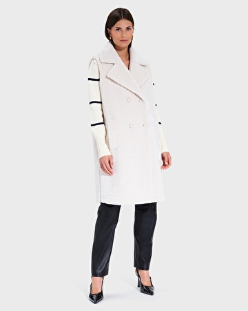 Macaria Coat Ecru Long Sleeveless Coat ZAPA