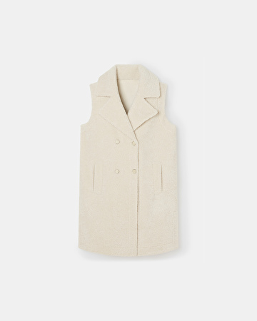 Macaria Coat Ecru Long Sleeveless Coat ZAPA