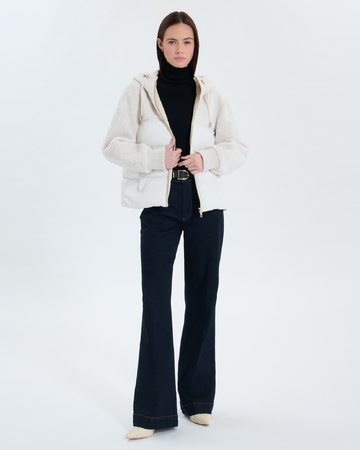 Mey coat Short ecru bi-material coat ZAPA