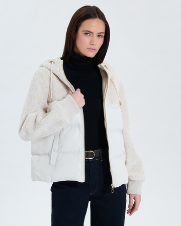 Mey coat Short ecru bi-material coat ZAPA