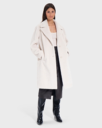 Mississippo Coat Ecru Long Faux Fur Coat ZAPA