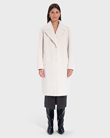 Mississippo Coat Ecru Long Faux Fur Coat ZAPA
