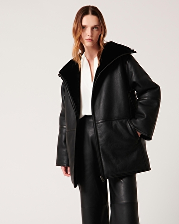 Manteau Maya Manteau en peau lainée noir ZAPA