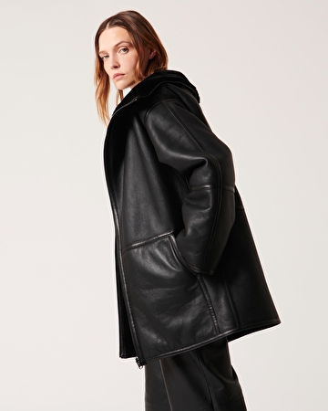 Manteau Maya Manteau en peau lainée noir ZAPA