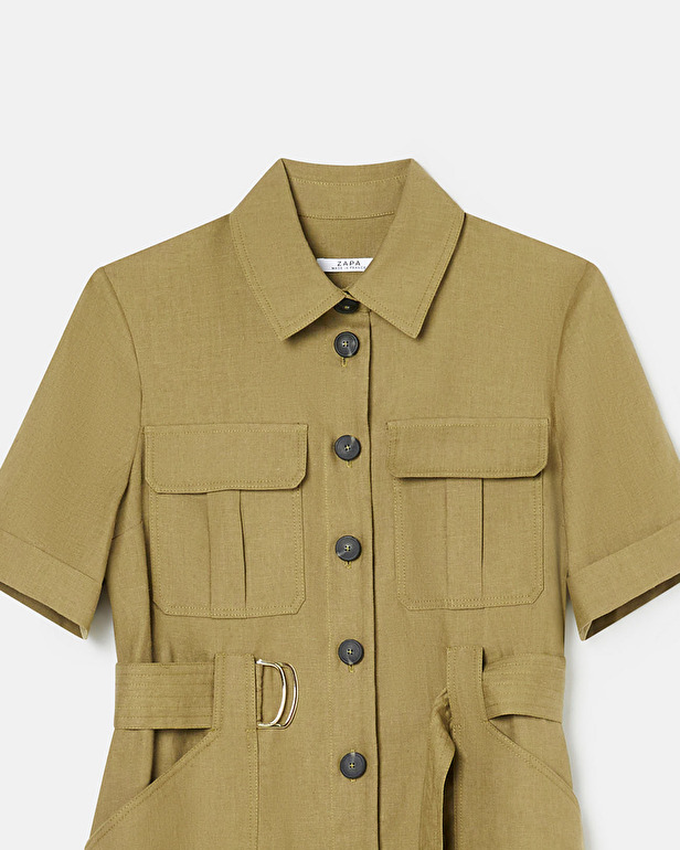 Royette dress Khaki safari dress ZAPA