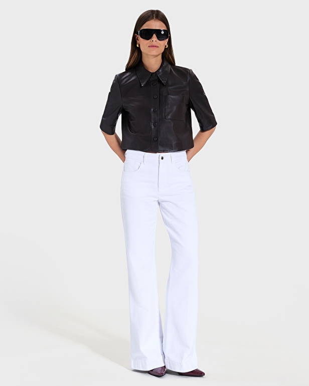 Celina Shirt Chocolate Short Leather Shirt ZAPA