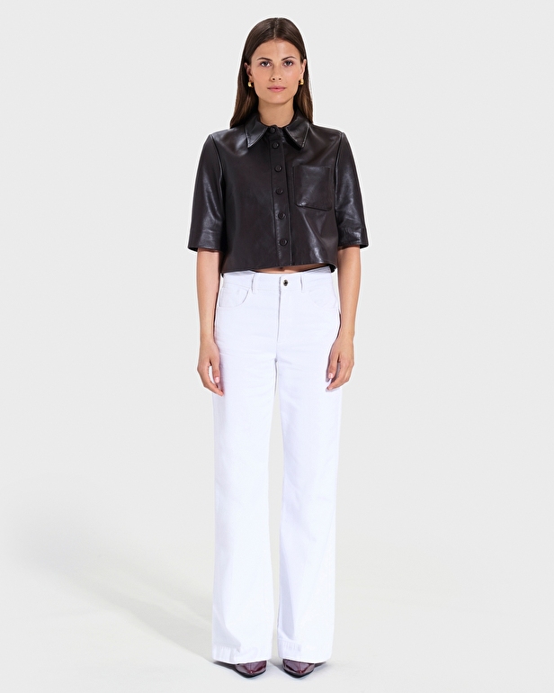 Celina Shirt Chocolate Short Leather Shirt ZAPA