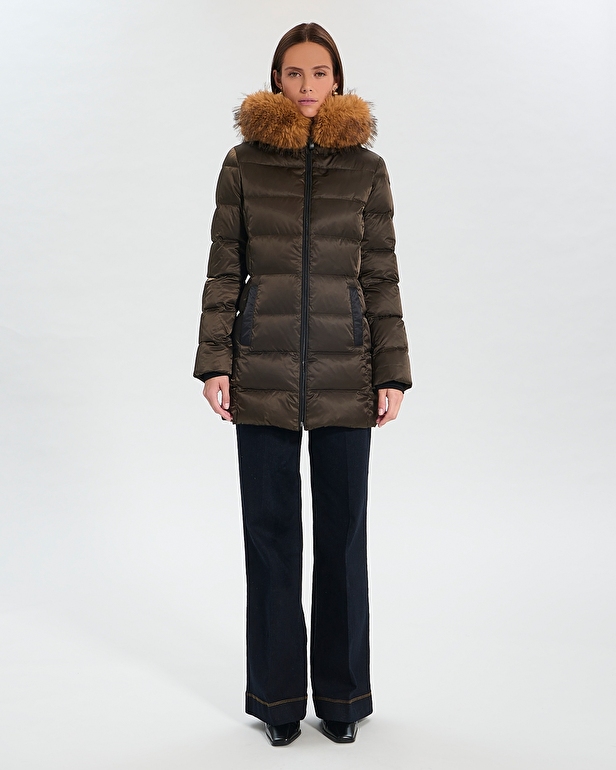 Puffer Jacket Dalyaf Khaki quilted mid-length puffer jacket ZAPA