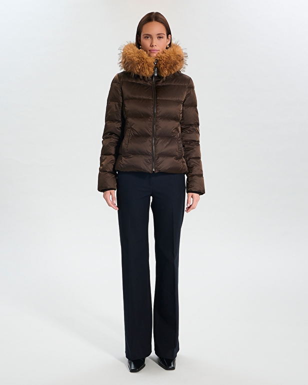 Puffer Jacket Dalyf Short Puffer Jacket Chocolate Faux Fur ZAPA