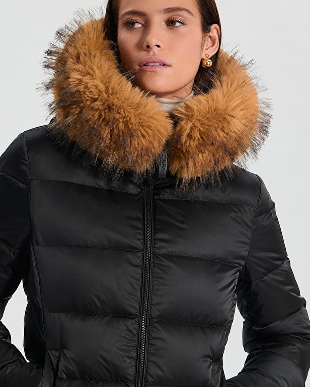 Puffer Jacket Dalyf Short Puffer Jacket Black Faux Fur ZAPA