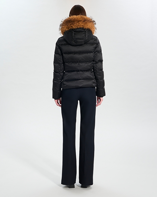 Puffer Jacket Dalyf Short Puffer Jacket Black Faux Fur ZAPA