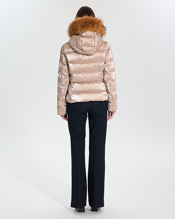 Puffer Jacket Dalyf Short Puffer Jacket Brown Faux Fur ZAPA