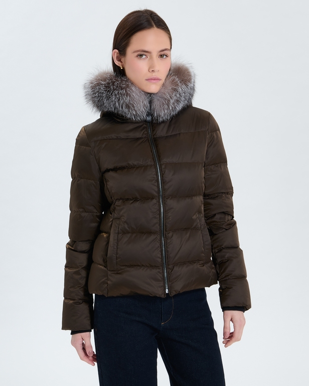 Daly down jacket Short khaki furry down jacket ZAPA