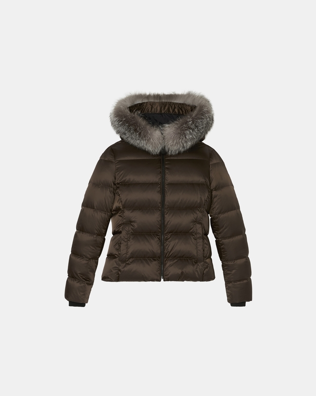 Daly down jacket Short khaki furry down jacket ZAPA