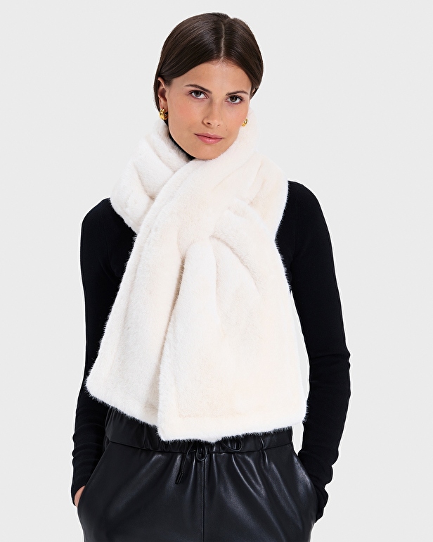 Eva Scarf Ecru Faux Fur Scarf ZAPA